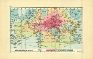1914 Isochronic Map of Travel time from London, Plate 12B- John G Bartholomew