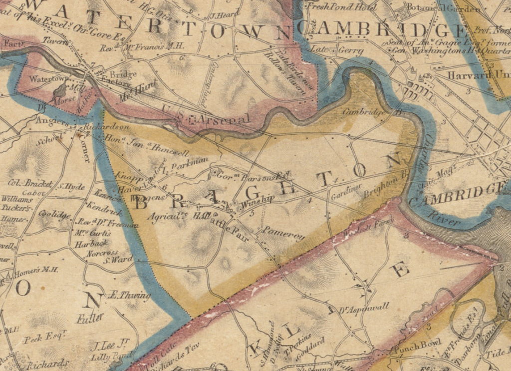 1829 Hale Map Watertown Road detail